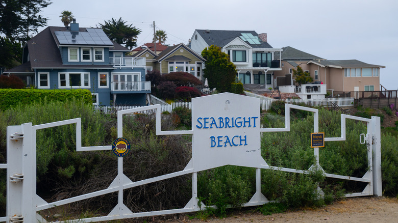 Oceanfront homes near the entrance of Seabright State Beach in Santa Cruz, California