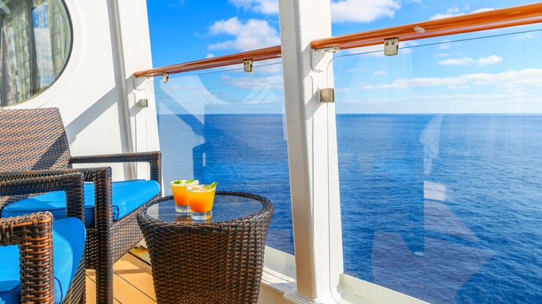 Drinks sitting on table on cruise ship