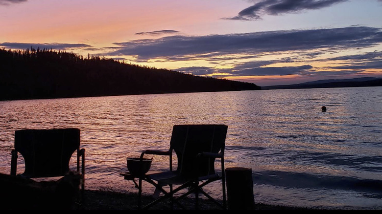 A colorful sunset at Babine Lake in British Columbia