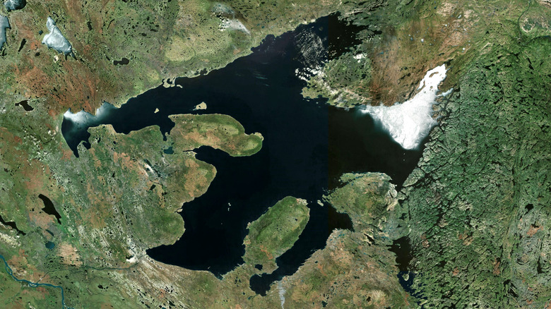 A view of Great Bear Lake, Canada, from high above