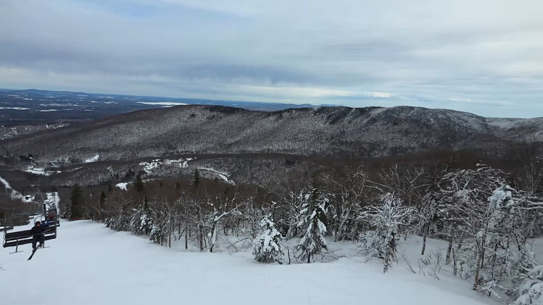 Mountain views from the chairlift at Mont Sutton