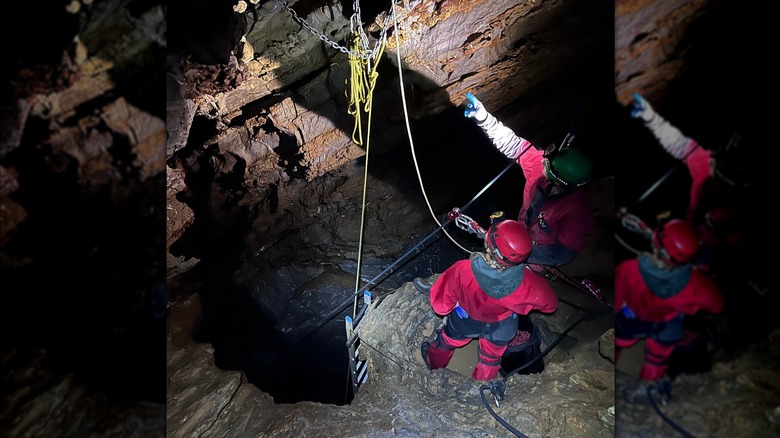 People on a cave tour at Horne Lake Caves Park