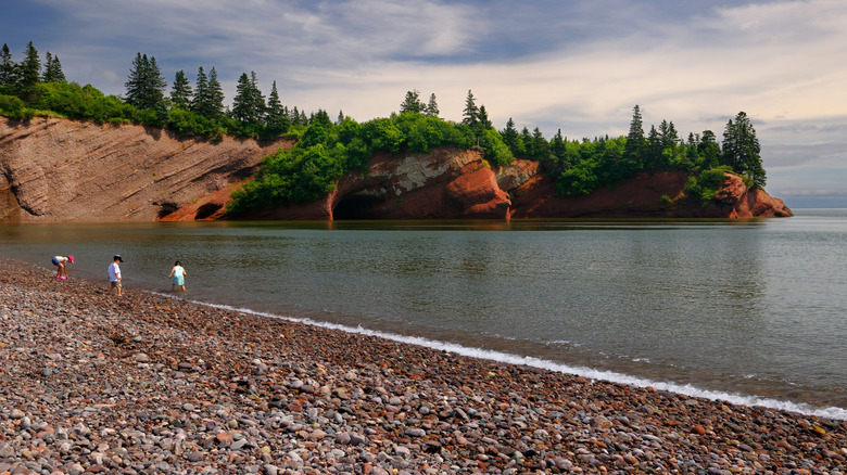 pebble beach and sea caves in St. Martins