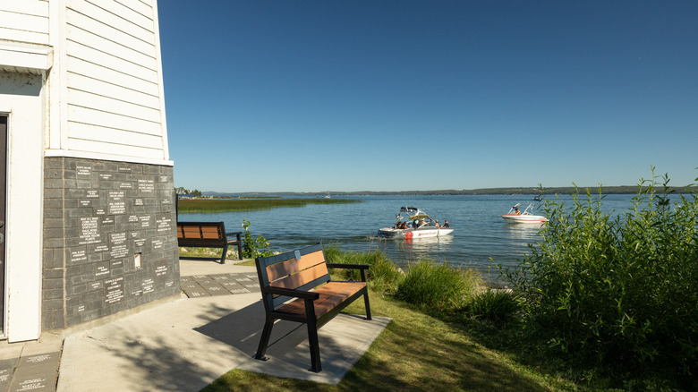 Sylvan Lake backs up to Peggy's Cove replica