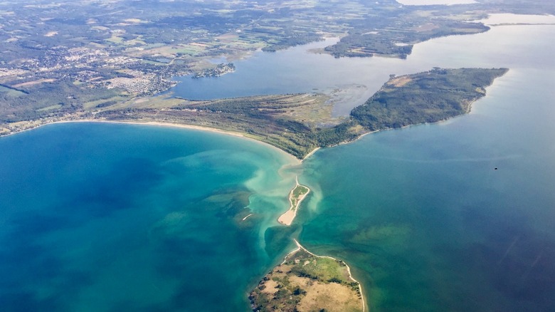 Aerial view of Brighton and the Ontario Lake coast