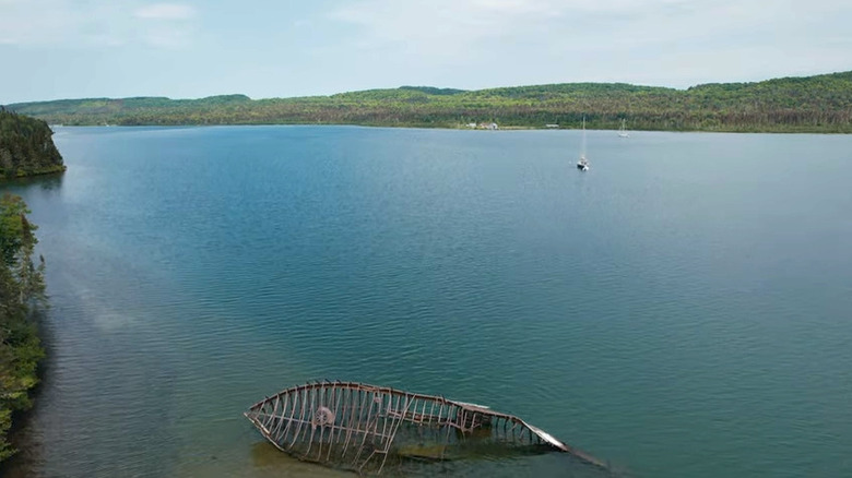 Skeletal remains of a shipwreck in Lake Superior at Michipicoten Island