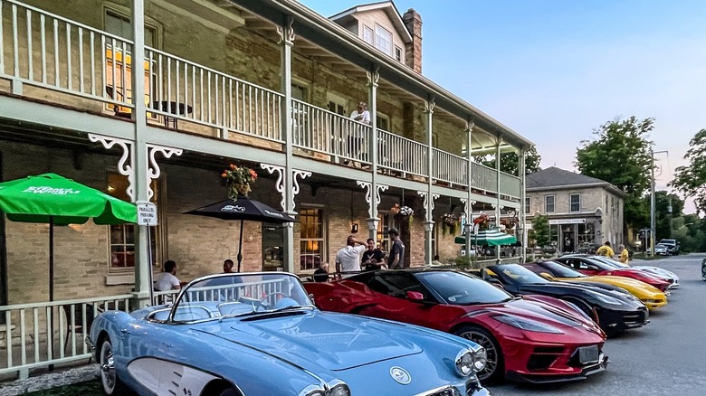 Vintage cars parked in Bayfield, Ontario, Canada