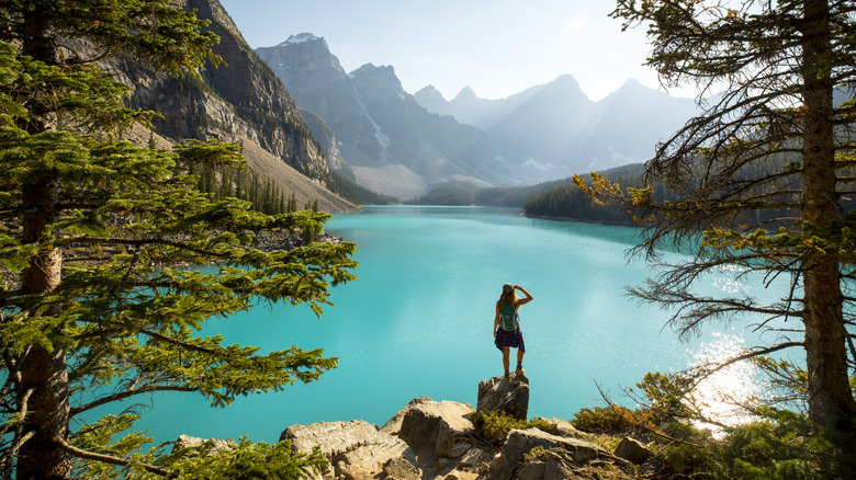 Woman overlooking Moraine Lake
