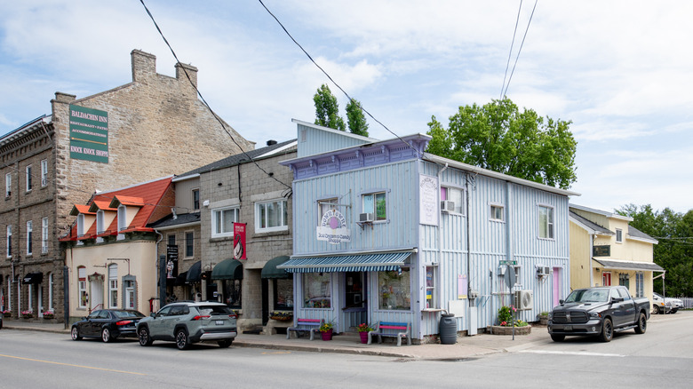 Colorful storefront of the Downtown Ice Cream Shoppe in Merrickville-Wolford, Canada