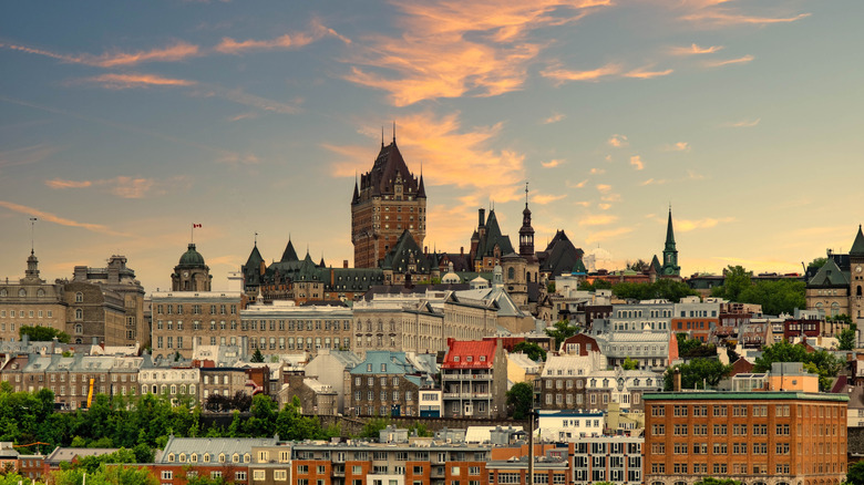 City skyline of Quebec City on Eastern Canada with European structures dotting the view