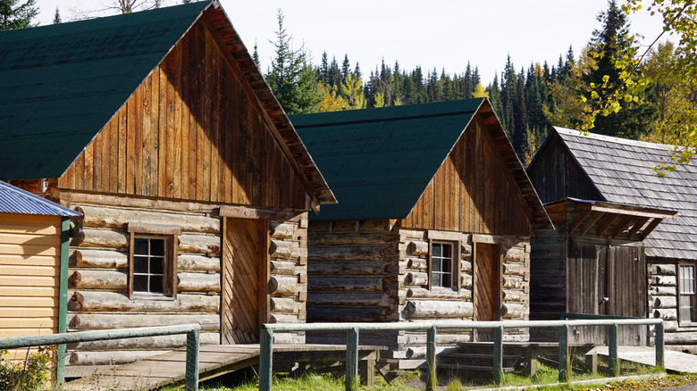 View of a row of cabins in Barkerville, Canada