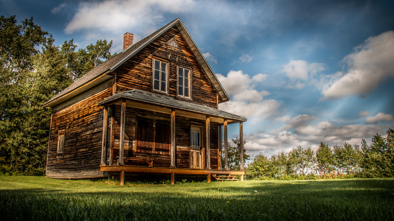 One of the abandoned old wooden houses in the historic village of Val-Jalbert