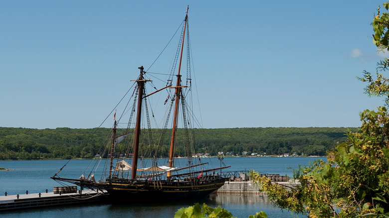 A historic ship at Penetanguishene's Discovery Harbour.