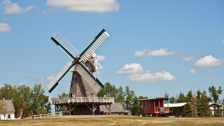 A historic windmill in Steinbach Manitoba representative of its mennonite history