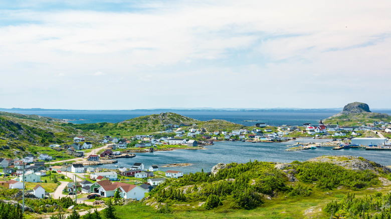 Homes and hillside landscape of Fogo Island, Canada.