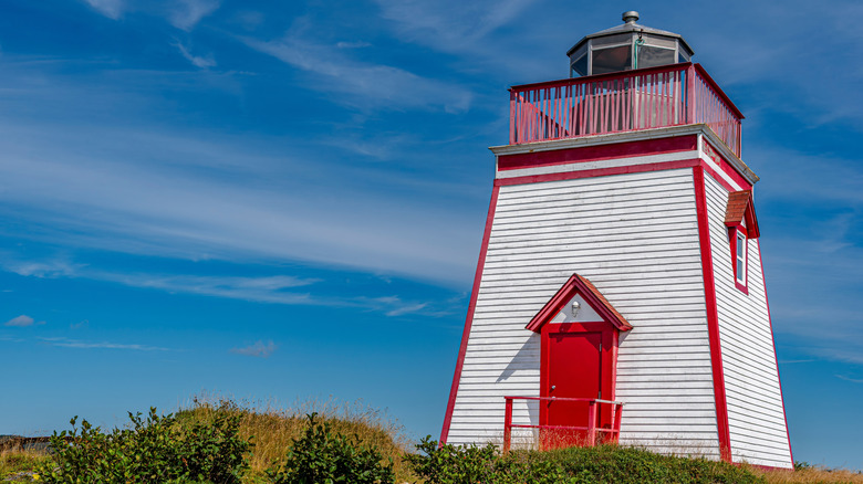 Red and white lighthouse of Admiral's Point