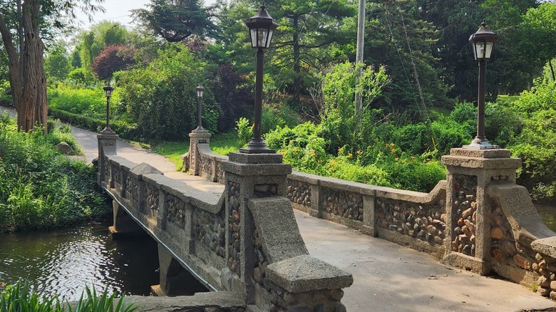 View of stone bridge at Lakeside Park in Kingsville, Ontario