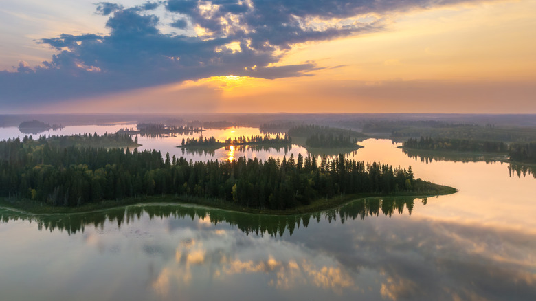 sunrise over lakes at Elk Island