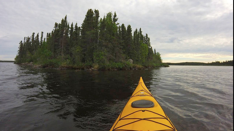 A kayak in Burge Lake Provincial Park, Manitoba