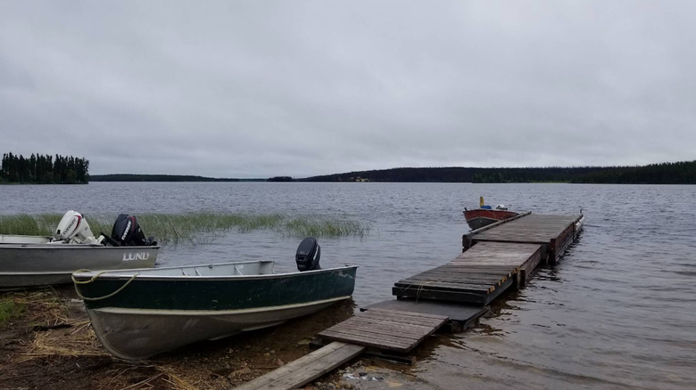 Fishing boats at the launch ramp on Burge Lake