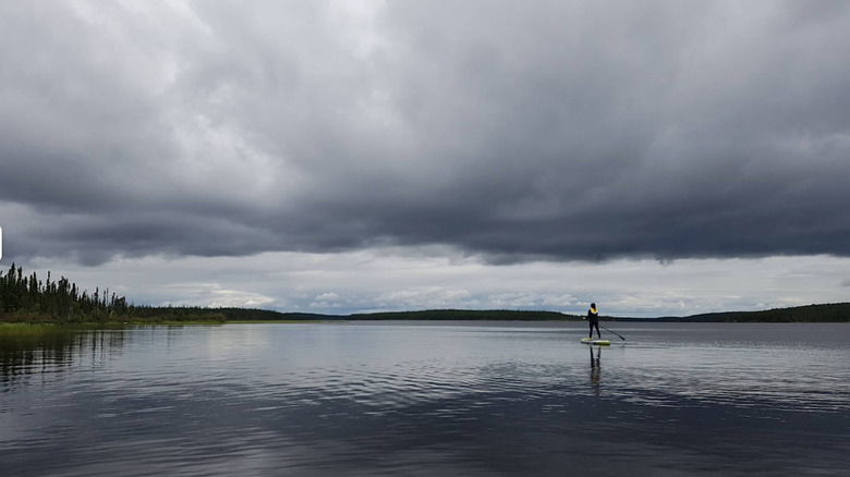 A stand-up paddleboarder at Burge Lake Provincial Park
