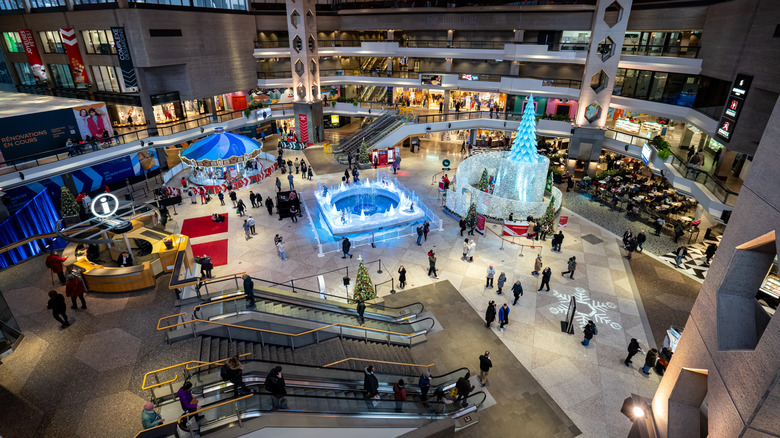 Interior view of Complexe Desjardins shopping atrium in Montreal, Canada