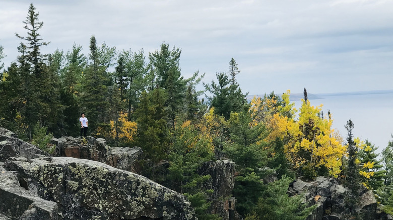 A view of Lake Temiskaming from the heights of Devil's Rock, staring down the scenic cliffs in the area.