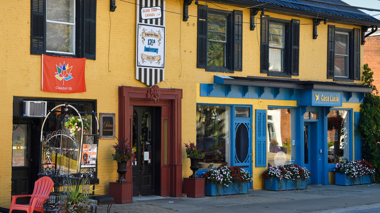 A colorful yellow shop in downtown Bloomfield, Ontario