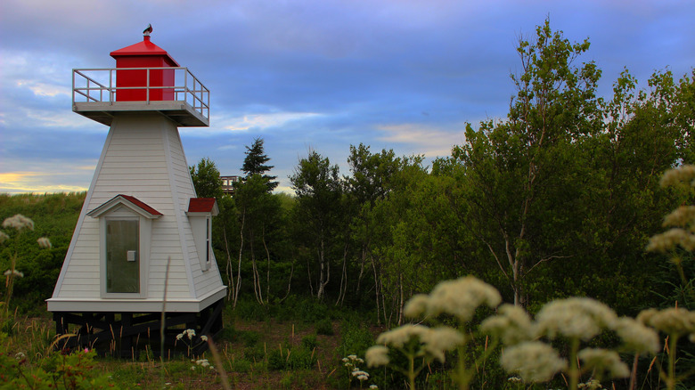 A lighthouse at Parlee Beach Provincial Park in New Brunswick, Canada