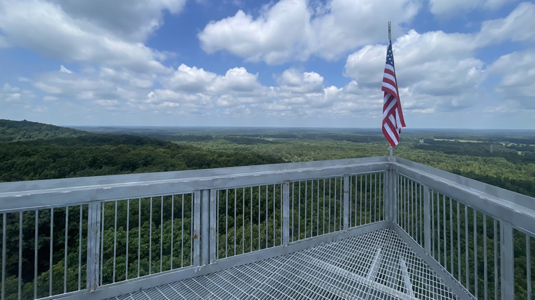 The view from the top of the M﻿onadnock Lookout Tower﻿﻿﻿﻿ in Cane Creek Mountains Natural Area in the Cane Creek Mountains of North Carolina