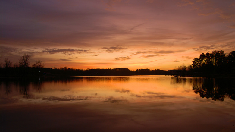 Sunrise over Weiss Lake in Cedar Bluff, Alabama