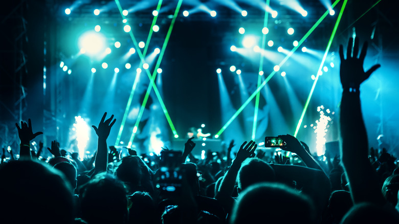 lasers and hands up during live show