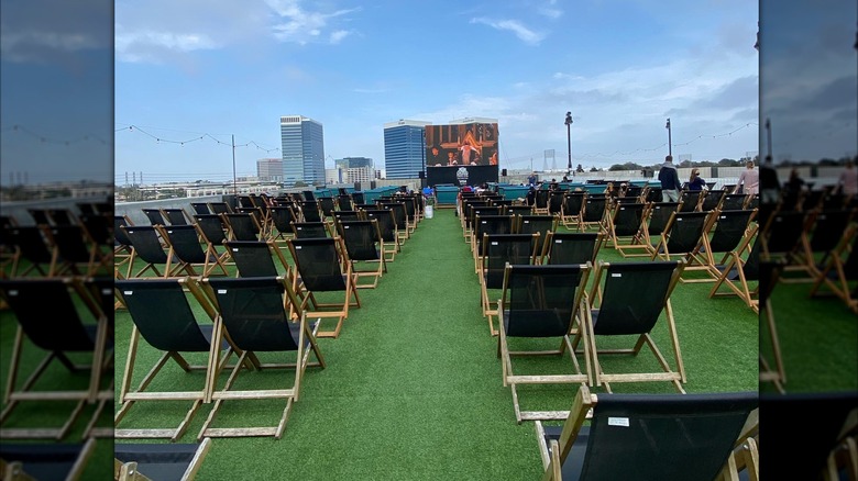 Chairs at Rooftop Cinema Club in LA