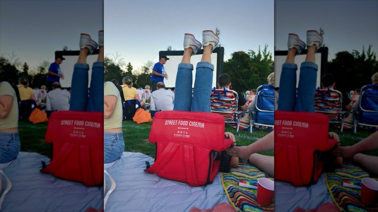 Feet and seat at LA's Street Food Cinema