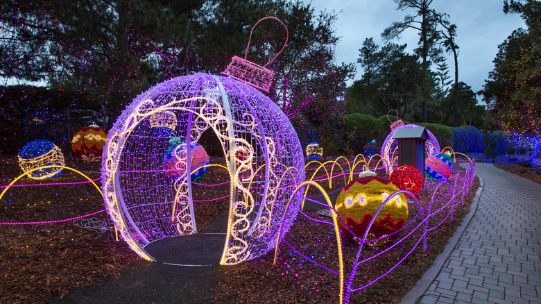 Decorations at the Cambria Pines Lodge for the Cambria Christmas Market, California