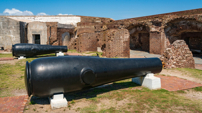 Cannons and battery ruins at Fort Sumter, South Carolina