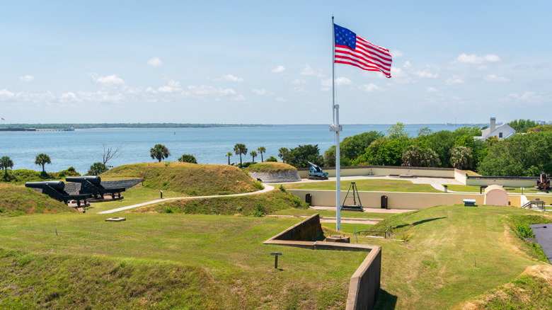 Fortifications and ammunition bunkers at Fort Moultrie, South Carolina