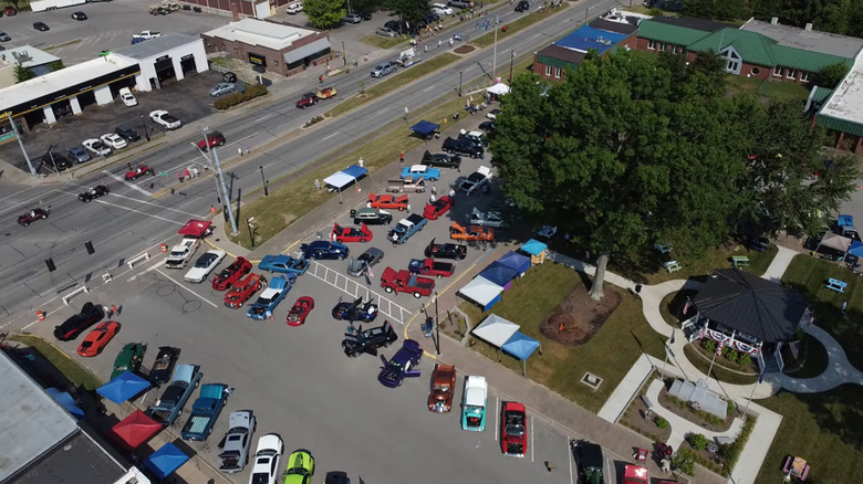 Aerial view of Charlestown, Indiana, during the Founders Week festival