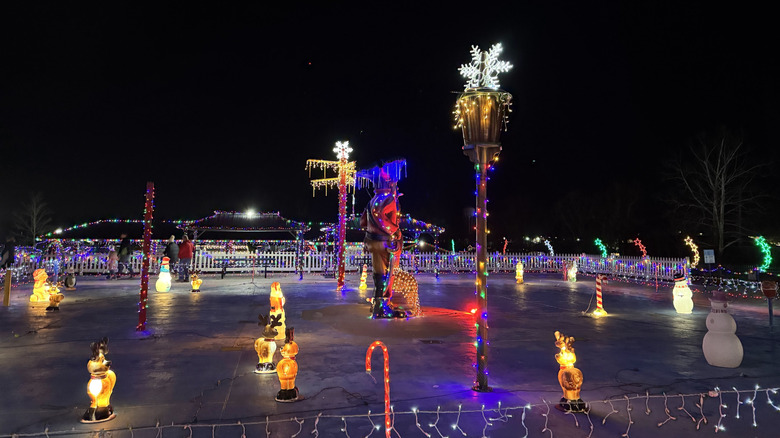 Christmas decorations set up at Charlestown Family Activities Park in Indiana