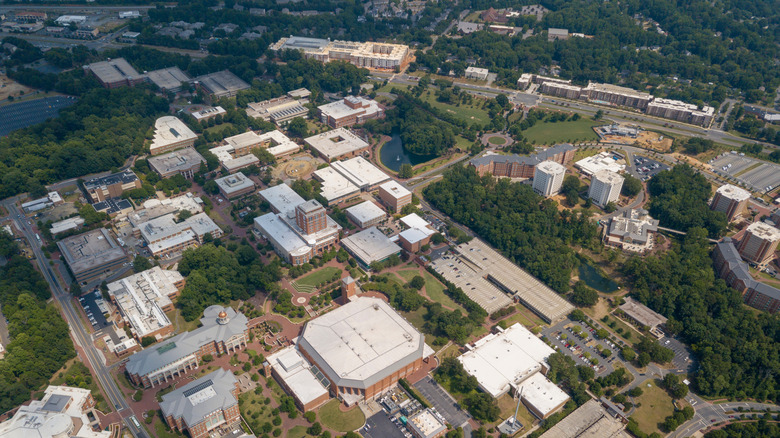 Aerial view University City, including the University of North Carolina Charlotte campus