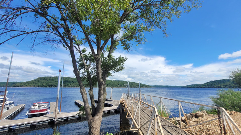 A picturesque view of the lake and surrounding hills in Afton, Minnesota