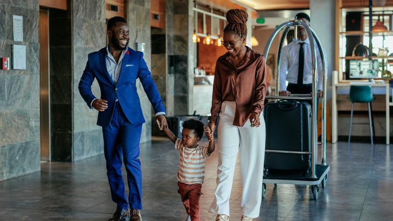 Family at hotel