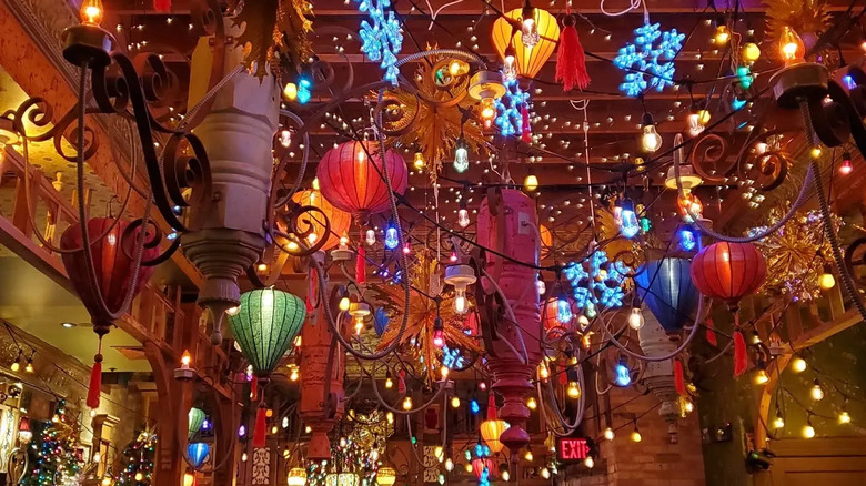 Colorful lanterns and snowflake decor at The Tavern in Chicago