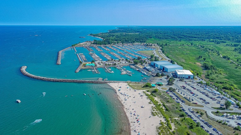 Ariel view of North Point Marina and beach