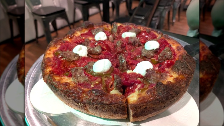 George's pizza close up