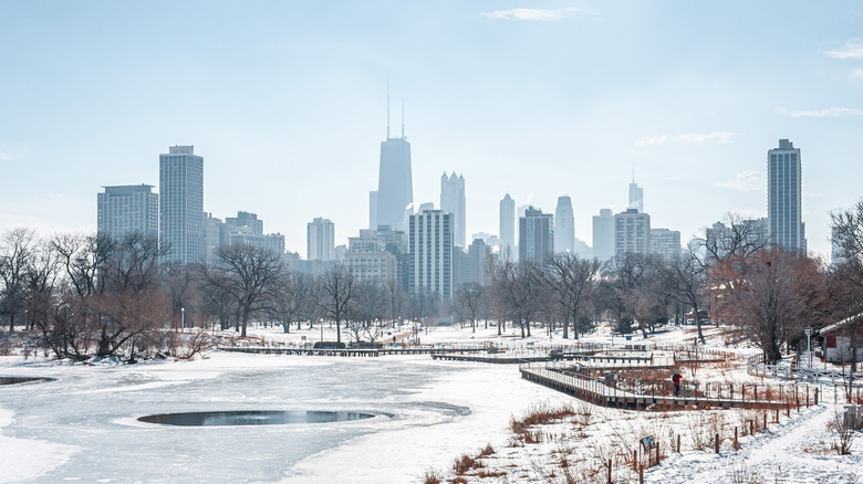 Skyline view of Chicago in the winter