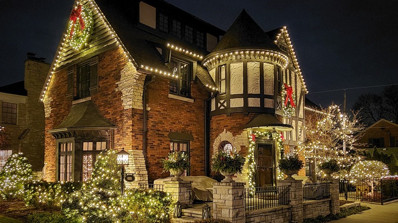 A home in Sauganash with holiday lights