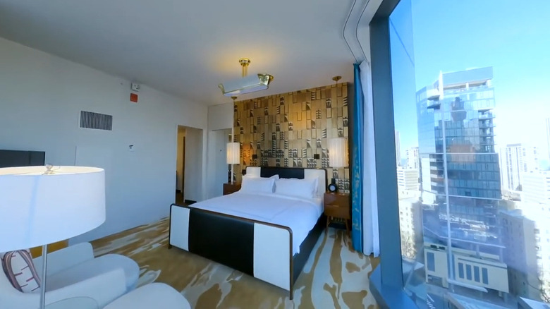 Interior of an Art Deco-inspired guest room at the Viceroy Chicago