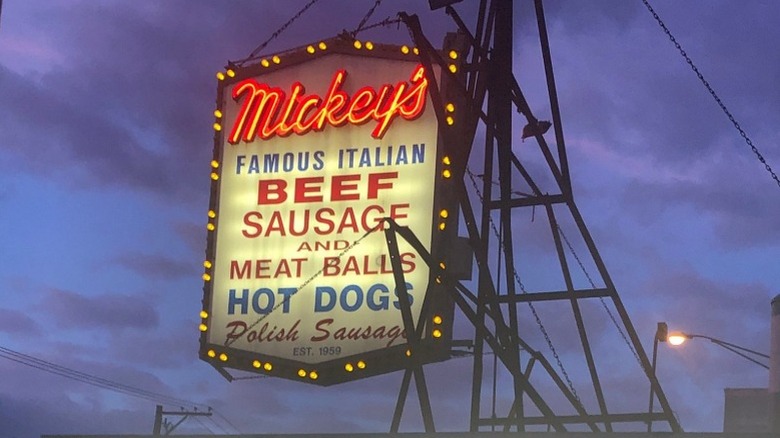 The neon sign for Mickey's Drive-In in Bellwood, Chicago