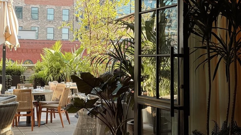 The rooftop patio at Aba restaurant in Chicago